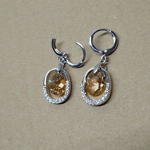 Earrings silver and citrine